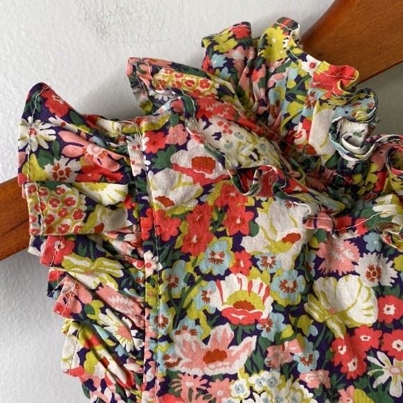 J. Crew Liberty Print Floral Ruffle Blouse Sleeveless Tie Split Neck Thorpe - Picture 9 of 16